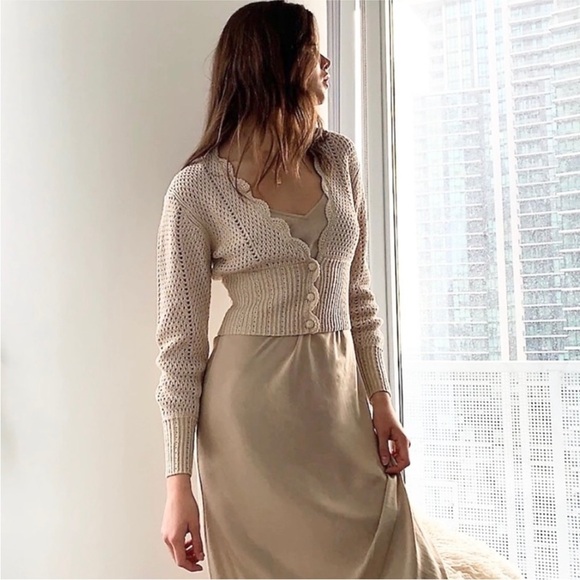 Ariya Sweaters - Aritzia Wilfred Le Frou 100% cotton Open knit Cardigan NEW